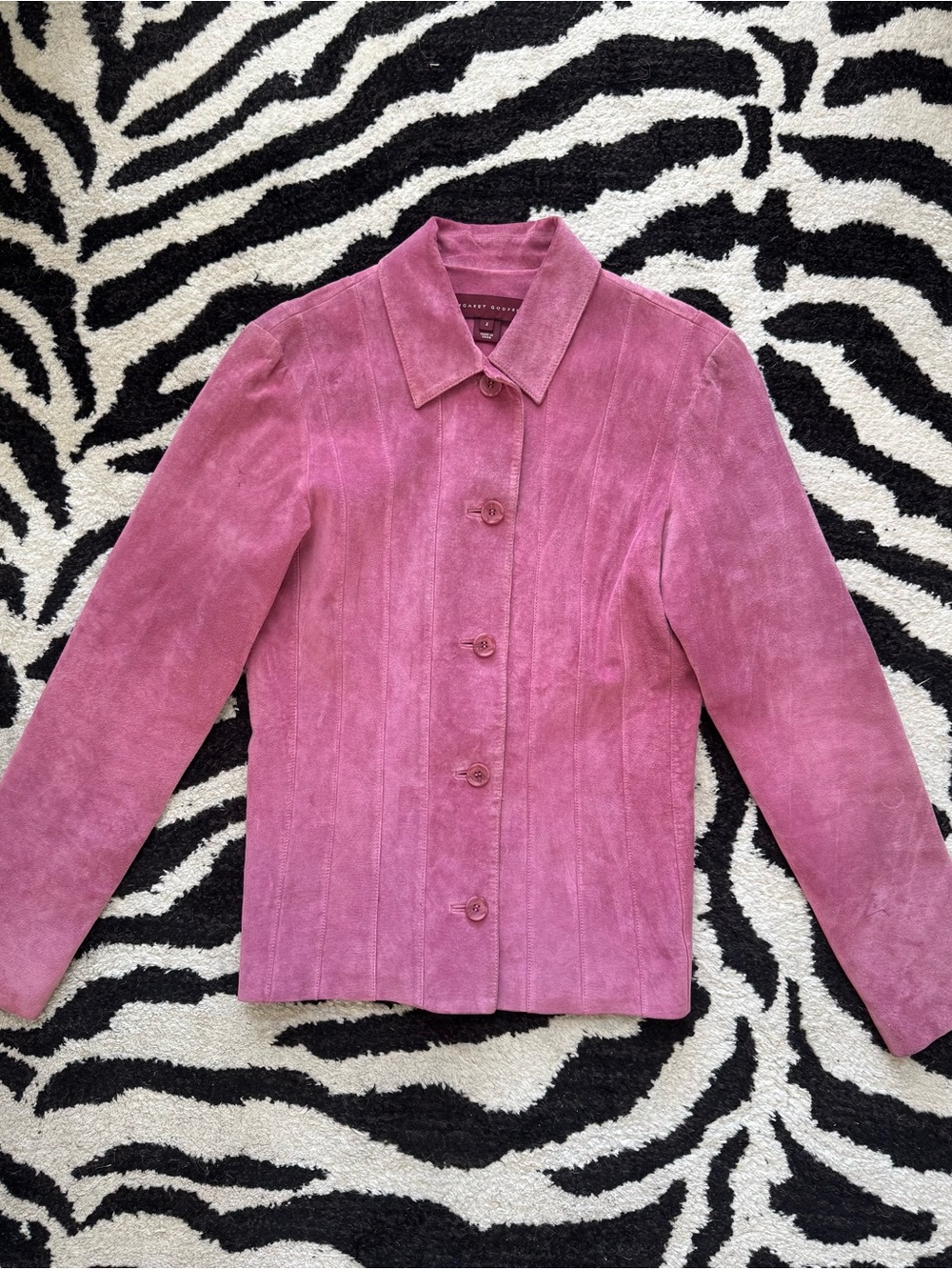 Margaret Godfrey 100% Pink Leather Suede Jacket